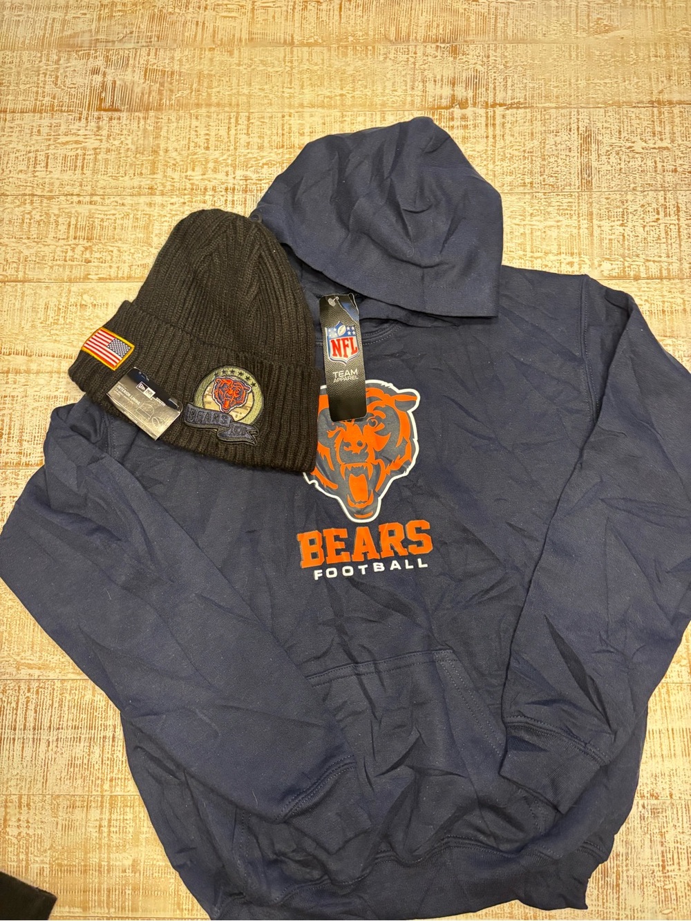 Chicago Bears Navy Pullover Hoodie - Official NFL Team Hoodie and Hat NWT